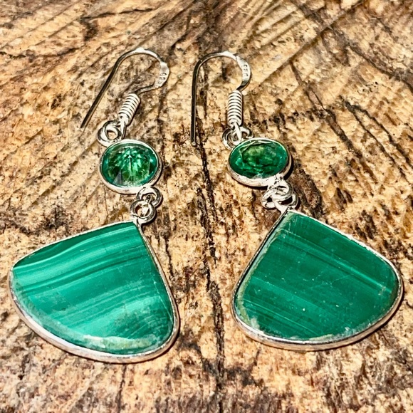 Green Malachite Earrings 2” - Picture 7 of 11